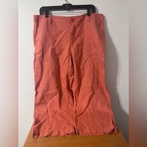 Eddie Bauer Crop Pants Women’s Size 16 Orange 100% Linen Vashon Fit